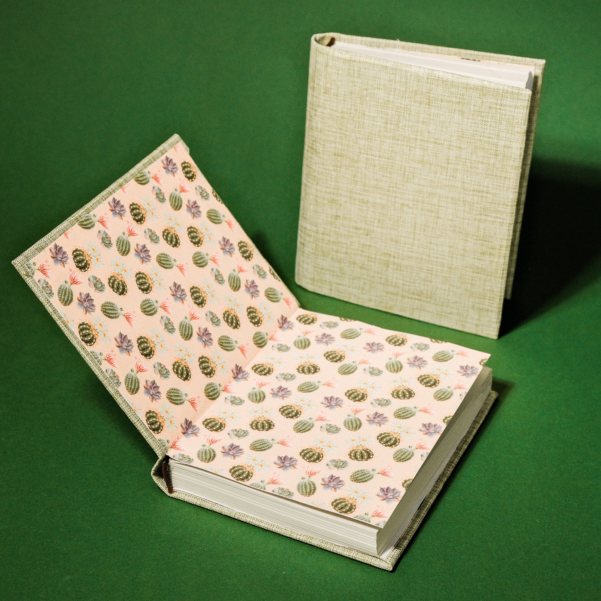 Handgemaakte Notebook Linnen Groen